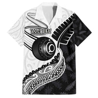 Personalised Aotearoa Lawn Bowls Family Matching Off The Shoulder Long Sleeve Dress and Hawaiian Shirt Maori and Silver Fern Half Style LT03 Dad's Shirt - Short Sleeve White - Polynesian Pride