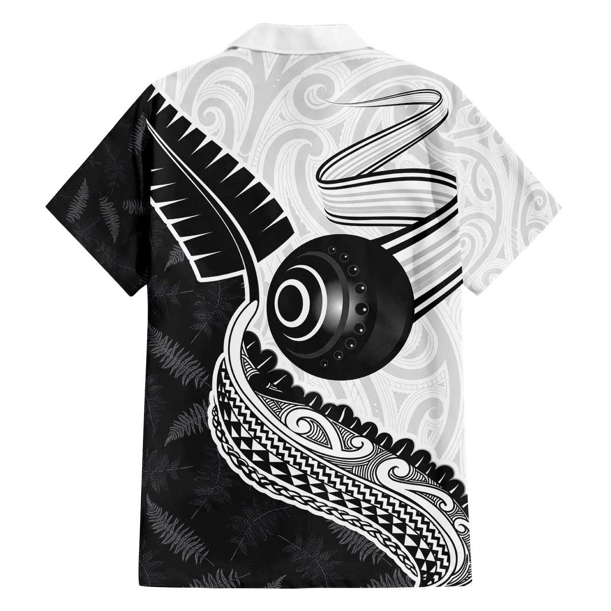 Personalised Aotearoa Lawn Bowls Family Matching Off The Shoulder Long Sleeve Dress and Hawaiian Shirt Maori and Silver Fern Half Style LT03 - Polynesian Pride