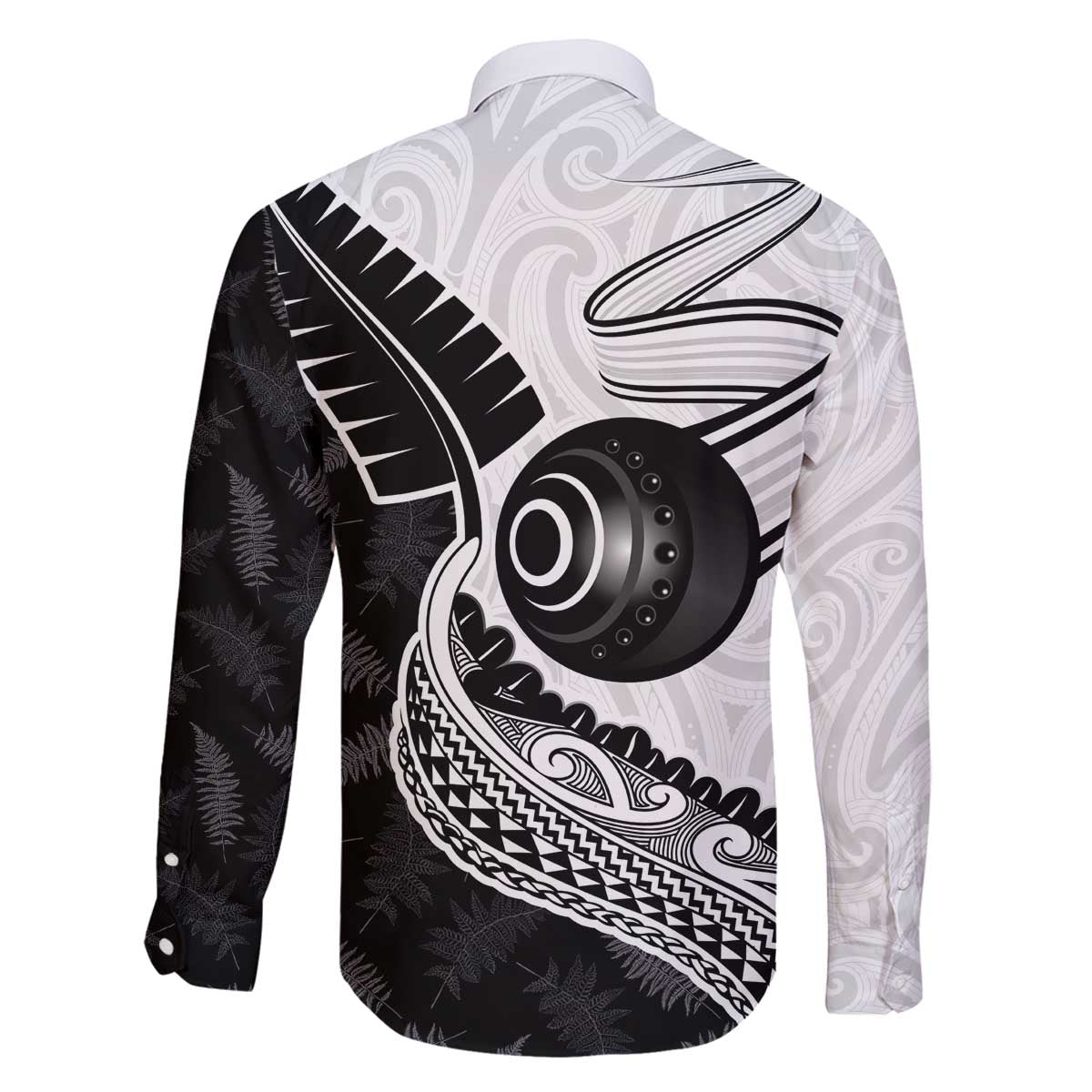 Personalised Aotearoa Lawn Bowls Family Matching Off The Shoulder Long Sleeve Dress and Hawaiian Shirt Maori and Silver Fern Half Style LT03 - Polynesian Pride