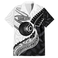 Personalised Aotearoa Lawn Bowls Family Matching Off Shoulder Maxi Dress and Hawaiian Shirt Maori and Silver Fern Half Style LT03 Dad's Shirt - Short Sleeve White - Polynesian Pride