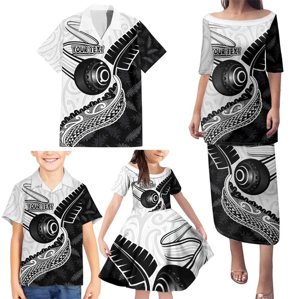 Personalised Aotearoa Lawn Bowls Family Matching Puletasi and Hawaiian Shirt Maori and Silver Fern Half Style LT03 - Polynesian Pride