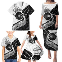 Personalised Aotearoa Lawn Bowls Family Matching Puletasi and Hawaiian Shirt Maori and Silver Fern Half Style LT03 - Polynesian Pride