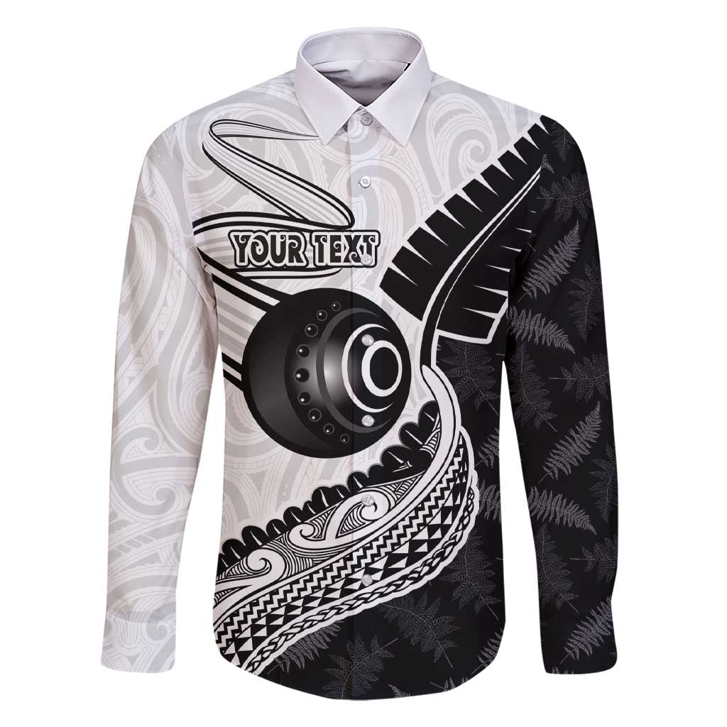 Personalised Aotearoa Lawn Bowls Family Matching Short Sleeve Bodycon Dress and Hawaiian Shirt Maori and Silver Fern Half Style LT03 Dad's Shirt - Long Sleeve White - Polynesian Pride