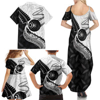 Personalised Aotearoa Lawn Bowls Family Matching Summer Maxi Dress and Hawaiian Shirt Maori and Silver Fern Half Style LT03 - Polynesian Pride