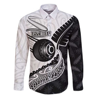 Personalised Aotearoa Lawn Bowls Family Matching Tank Maxi Dress and Hawaiian Shirt Maori and Silver Fern Half Style LT03 Dad's Shirt - Long Sleeve White - Polynesian Pride