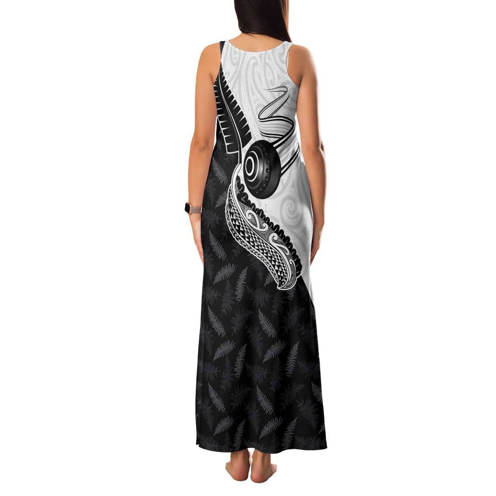 Personalised Aotearoa Lawn Bowls Family Matching Tank Maxi Dress and Hawaiian Shirt Maori and Silver Fern Half Style LT03 - Polynesian Pride
