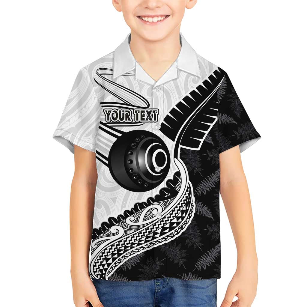 Personalised Aotearoa Lawn Bowls Kid Hawaiian Shirt Maori and Silver Fern Half Style LT03 Kid White - Polynesian Pride