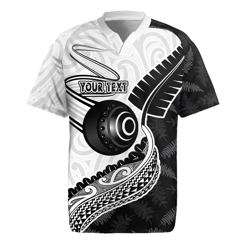 Personalised Aotearoa Lawn Bowls Rugby Jersey Maori and Silver Fern Half Style LT03 White - Polynesian Pride