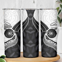 Personalised Aotearoa Lawn Bowls Skinny Tumbler Maori and Silver Fern Half Style LT03 - Polynesian Pride