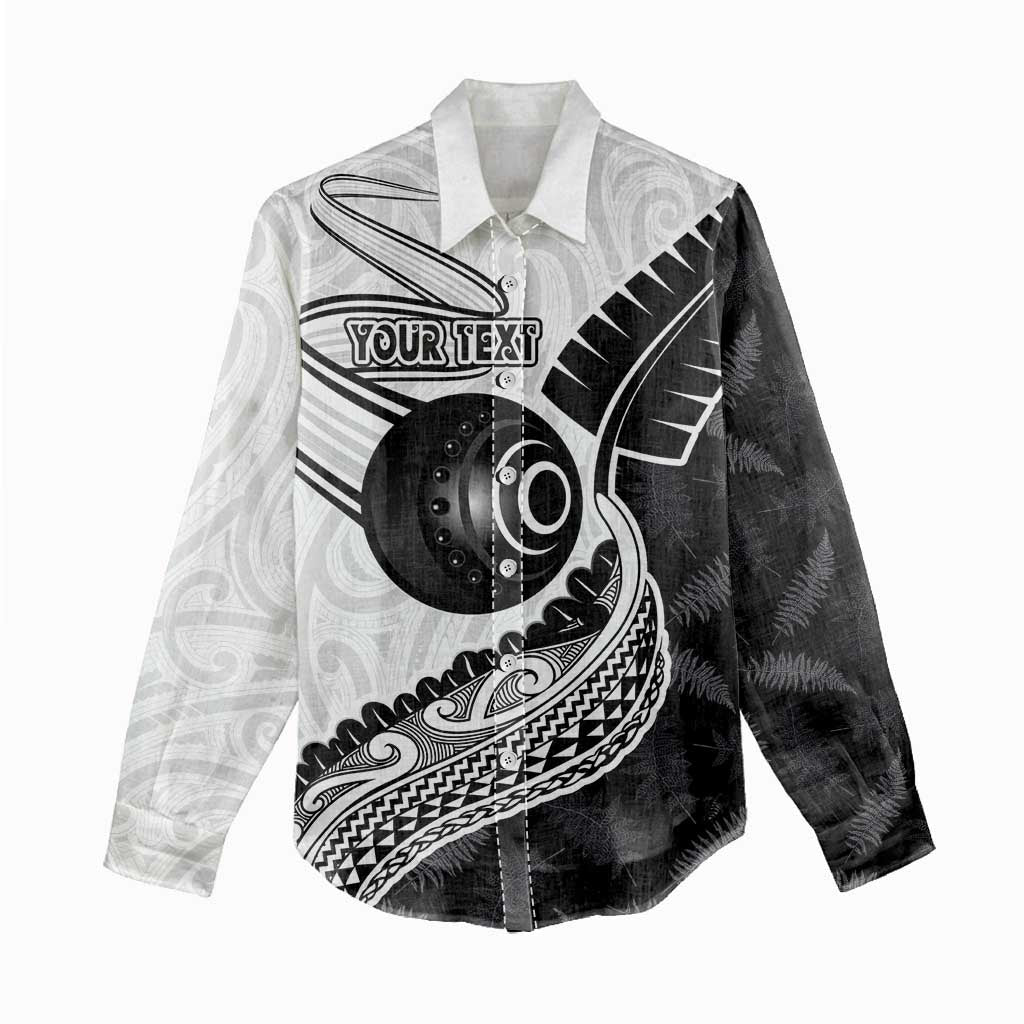 Personalised Aotearoa Lawn Bowls Women Casual Shirt Maori and Silver Fern Half Style LT03 - Polynesian Pride