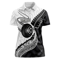 Personalised Aotearoa Lawn Bowls Women Polo Shirt Maori and Silver Fern Half Style LT03 Female White - Polynesian Pride