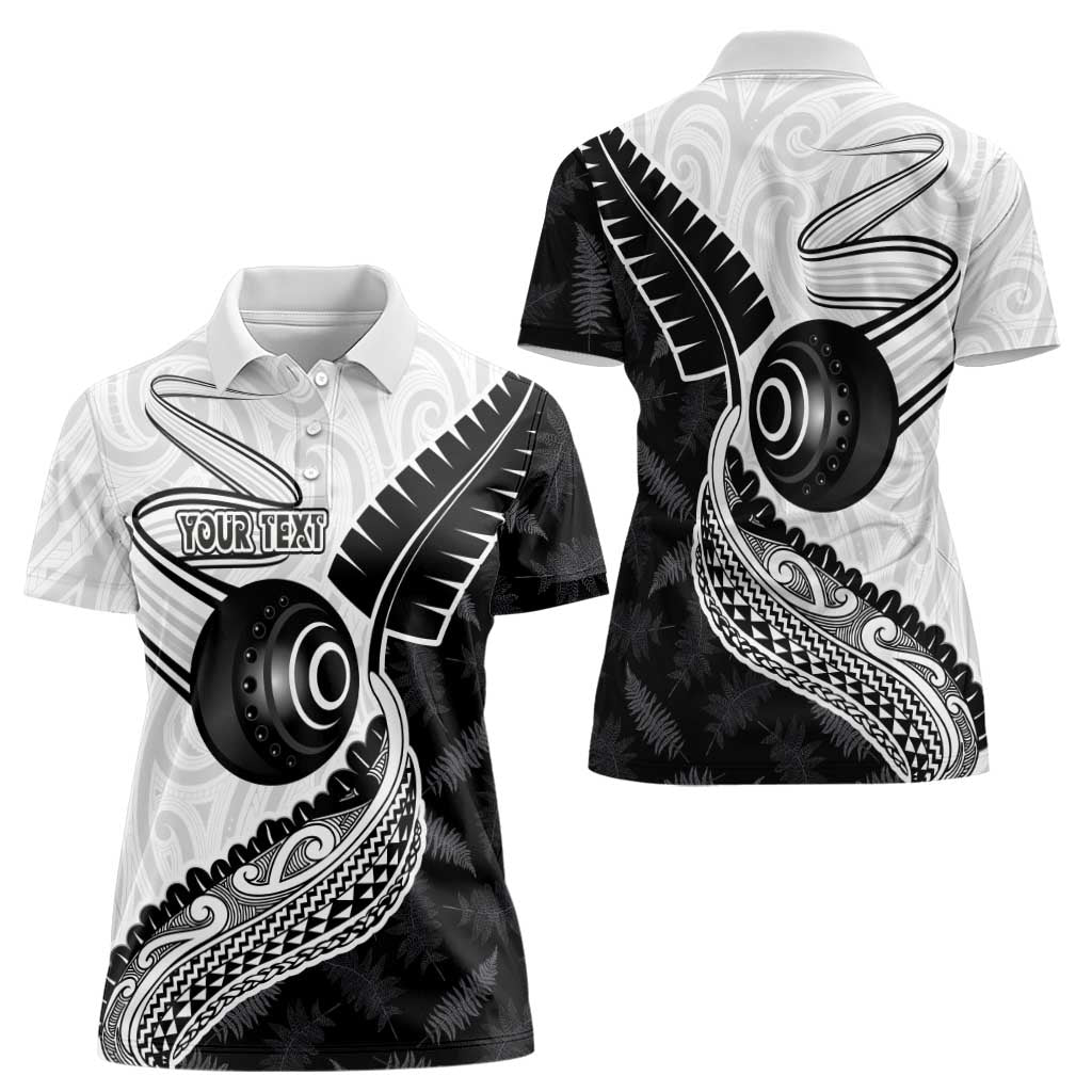Personalised Aotearoa Lawn Bowls Women Polo Shirt Maori and Silver Fern Half Style LT03 - Polynesian Pride
