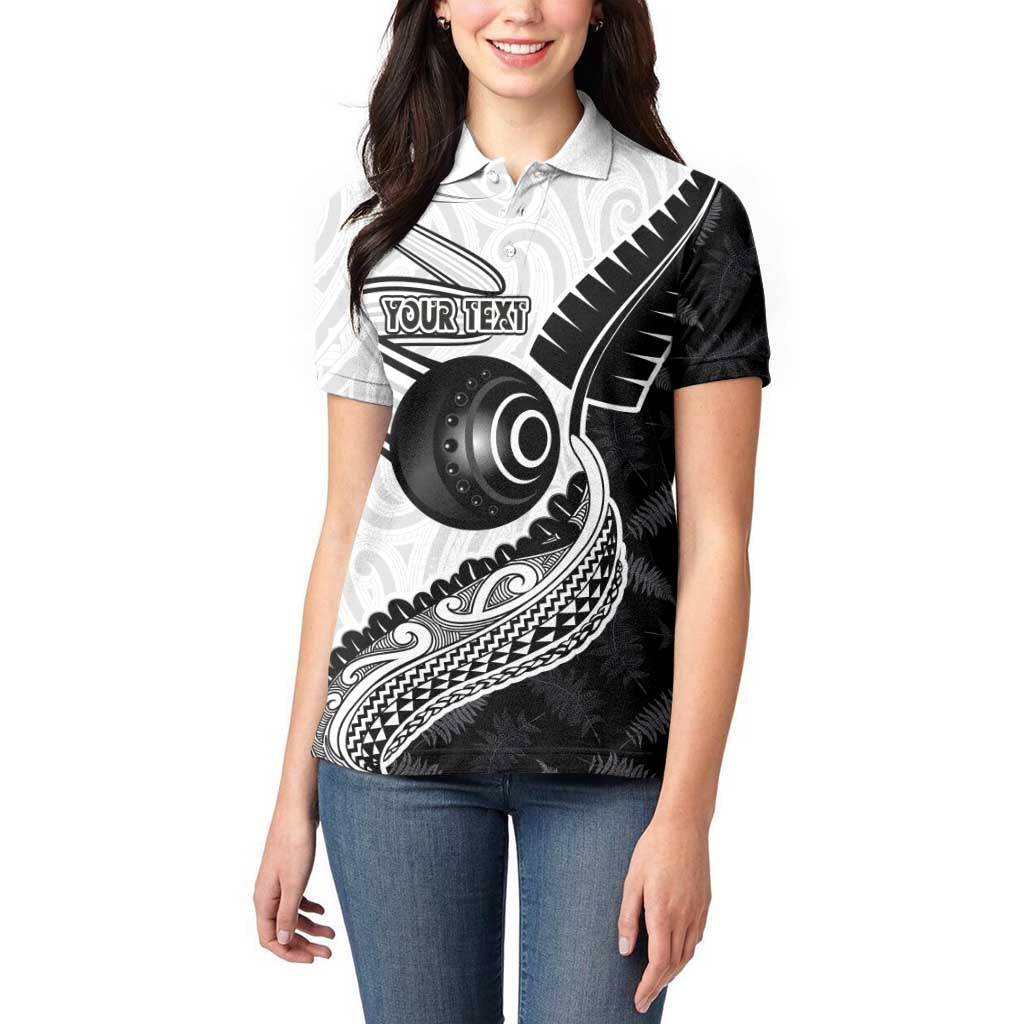 Personalised Aotearoa Lawn Bowls Women Polo Shirt Maori and Silver Fern Half Style LT03 - Polynesian Pride