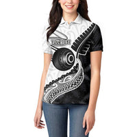 Personalised Aotearoa Lawn Bowls Women Polo Shirt Maori and Silver Fern Half Style LT03 - Polynesian Pride