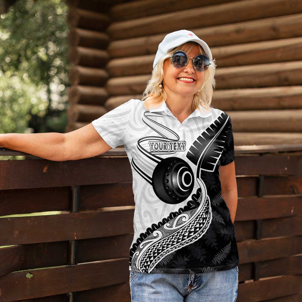 Personalised Aotearoa Lawn Bowls Women Polo Shirt Maori and Silver Fern Half Style LT03 - Polynesian Pride
