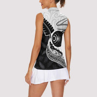Personalised Aotearoa Lawn Bowls Women Sleeveless Polo Shirt Maori and Silver Fern Half Style LT03 - Polynesian Pride
