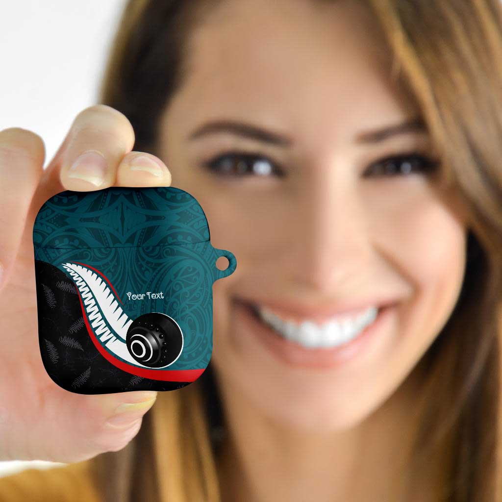 Personalised Aotearoa Lawn Bowls AirPods Case Maori and Silver Fern Sporty Style Teal Color LT03 - Polynesian Pride