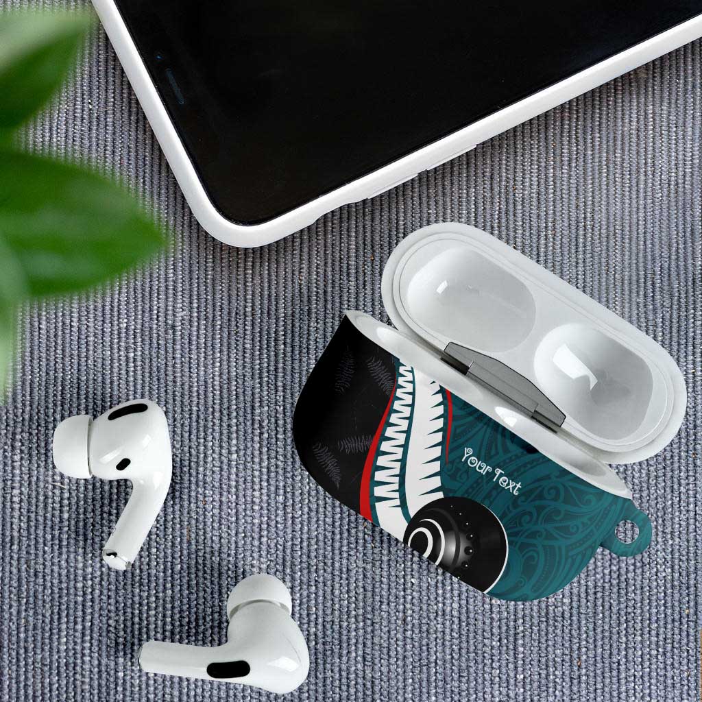 Personalised Aotearoa Lawn Bowls AirPods Case Maori and Silver Fern Sporty Style Teal Color LT03 - Polynesian Pride