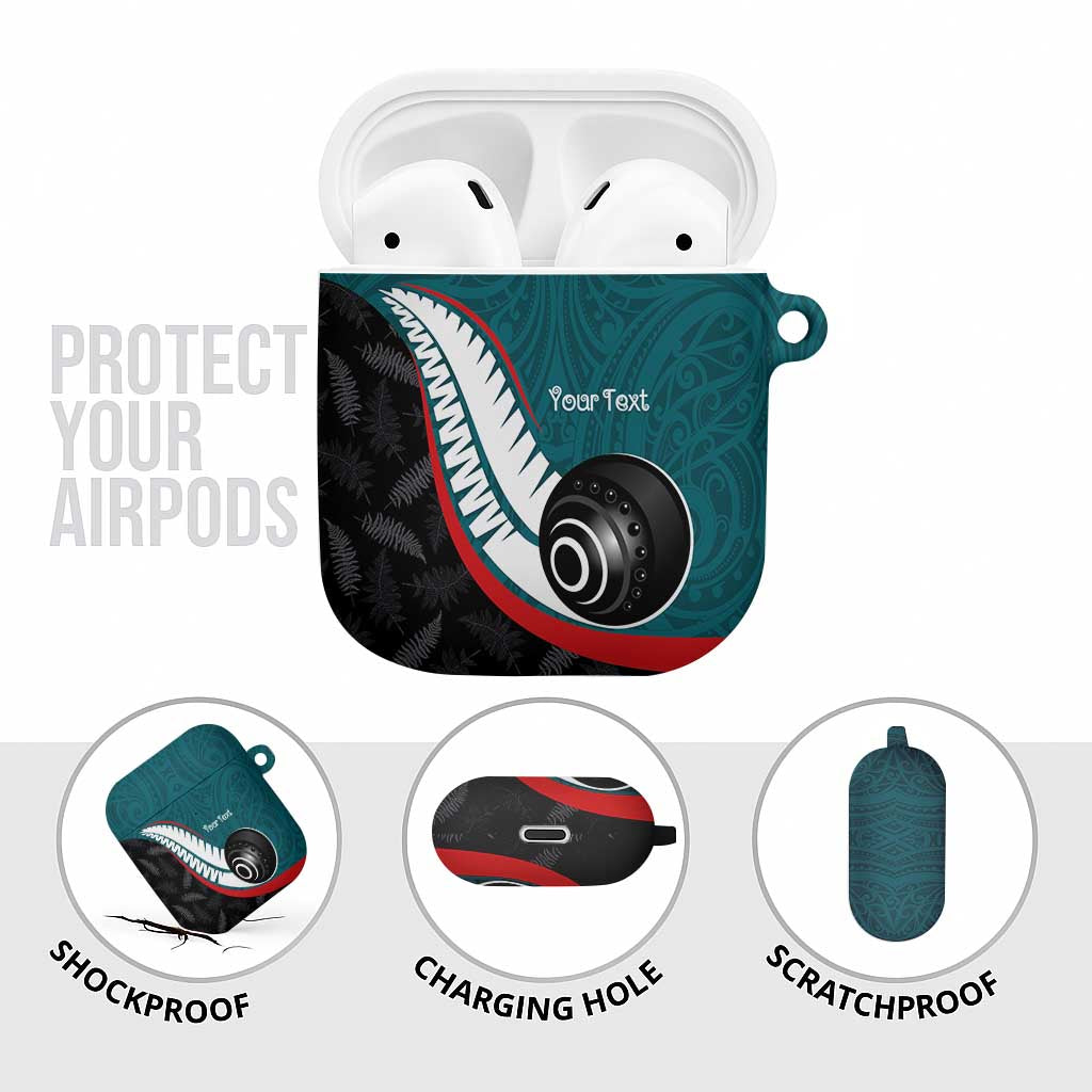 Personalised Aotearoa Lawn Bowls AirPods Case Maori and Silver Fern Sporty Style Teal Color LT03 - Polynesian Pride