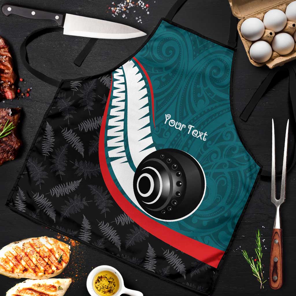 Personalised Aotearoa Lawn Bowls Apron Maori and Silver Fern Sporty Style Teal Color LT03 Teal - Polynesian Pride