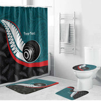 Personalised Aotearoa Lawn Bowls Bathroom Set Maori and Silver Fern Sporty Style Teal Color LT03 Bathroom Set (4 pcs) Teal - Polynesian Pride