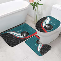 Personalised Aotearoa Lawn Bowls Bathroom Set Maori and Silver Fern Sporty Style Teal Color LT03 - Polynesian Pride