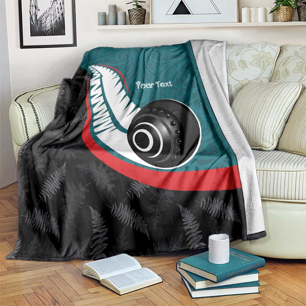 Personalised Aotearoa Lawn Bowls Blanket Maori and Silver Fern Sporty Style Teal Color LT03 Teal - Polynesian Pride