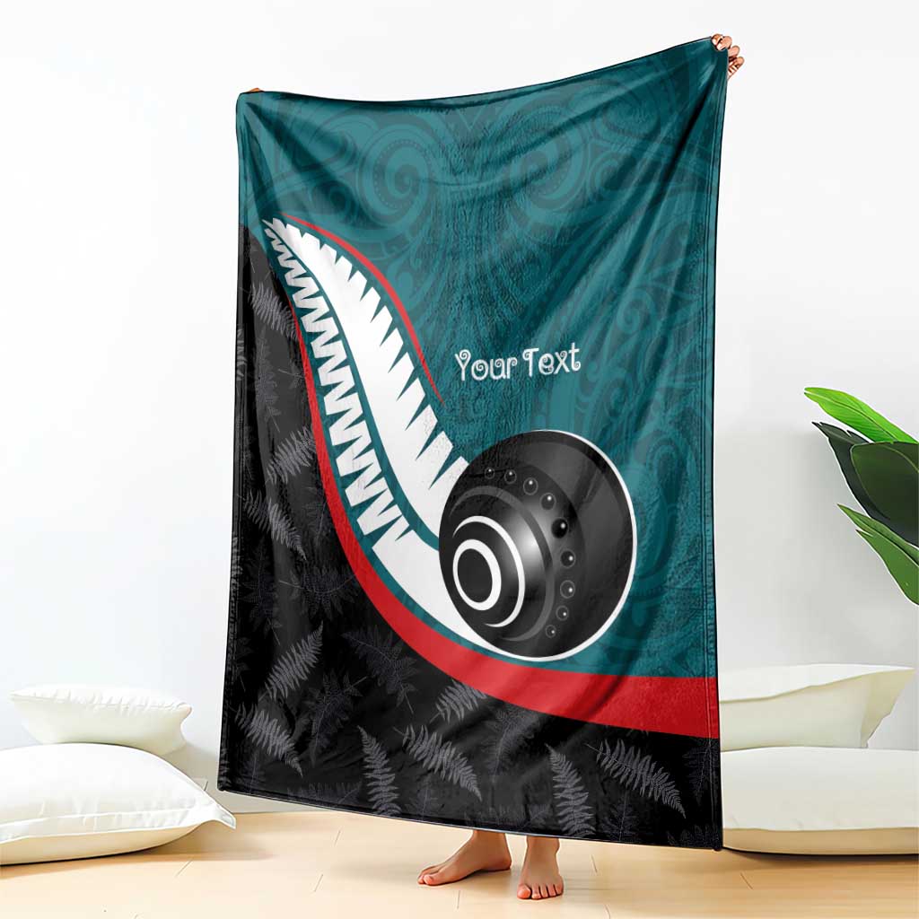 Personalised Aotearoa Lawn Bowls Blanket Maori and Silver Fern Sporty Style Teal Color LT03 - Polynesian Pride