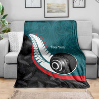 Personalised Aotearoa Lawn Bowls Blanket Maori and Silver Fern Sporty Style Teal Color LT03 - Polynesian Pride