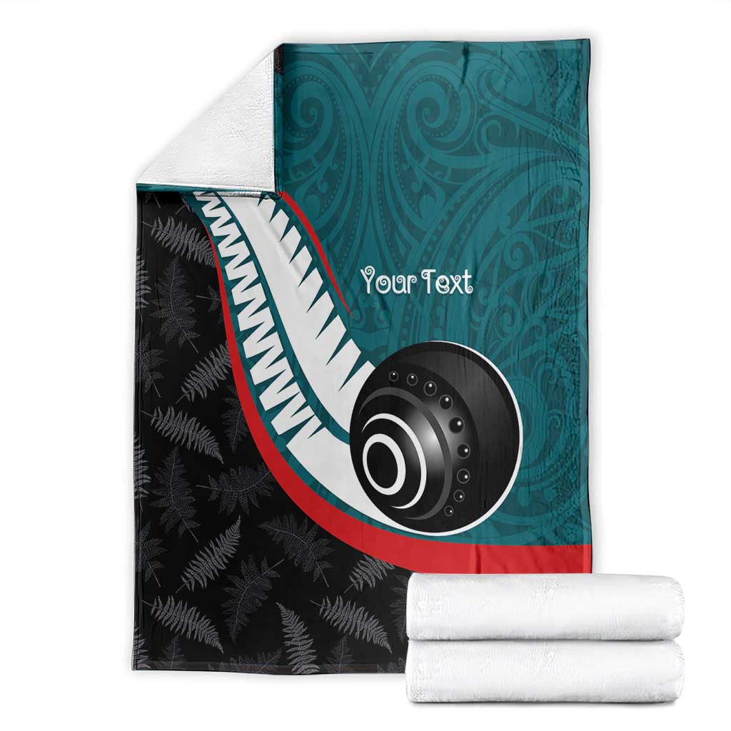 Personalised Aotearoa Lawn Bowls Blanket Maori and Silver Fern Sporty Style Teal Color LT03 - Polynesian Pride