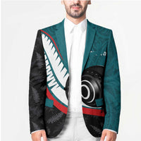 Personalised Aotearoa Lawn Bowls Blazer Maori and Silver Fern Sporty Style Teal Color LT03 - Polynesian Pride
