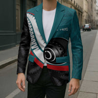 Personalised Aotearoa Lawn Bowls Blazer Maori and Silver Fern Sporty Style Teal Color LT03 - Polynesian Pride