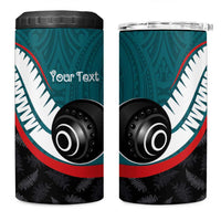 Personalised Aotearoa Lawn Bowls 4 in 1 Can Cooler Tumbler Maori and Silver Fern Sporty Style Teal Color LT03 One Size: 16 oz Teal - Polynesian Pride