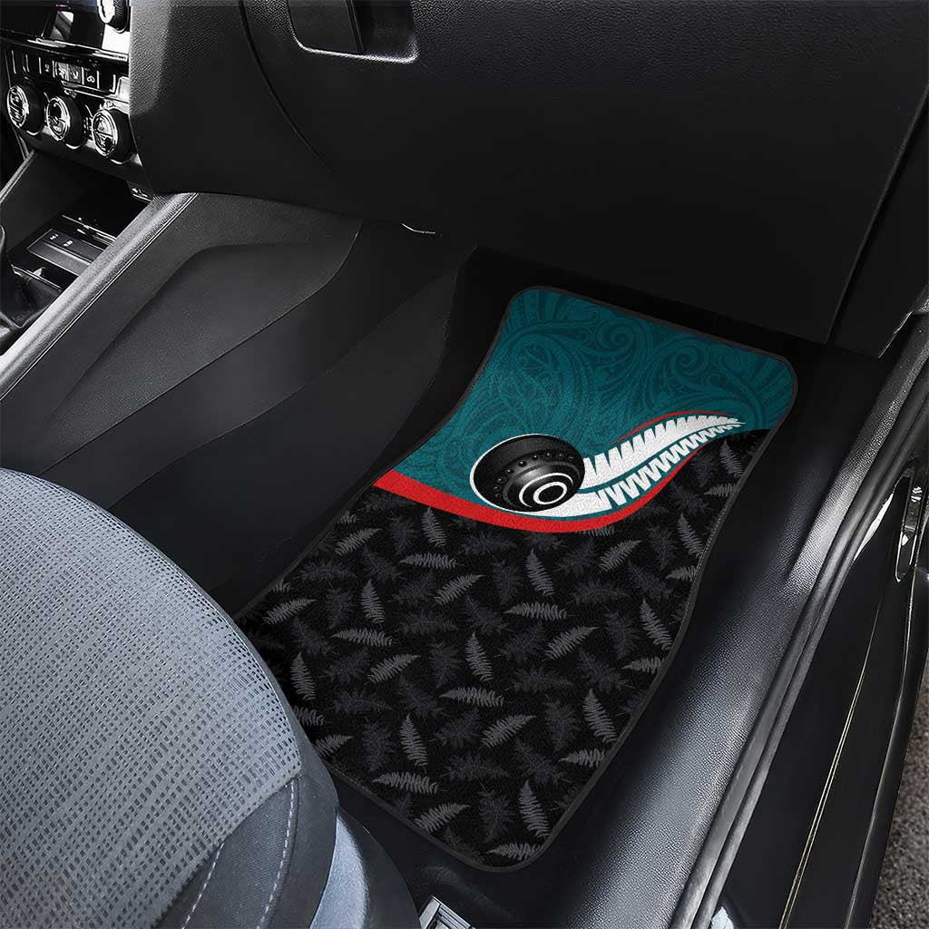 Aotearoa Lawn Bowls Car Mats Maori and Silver Fern Sporty Style Teal Color LT03 - Polynesian Pride