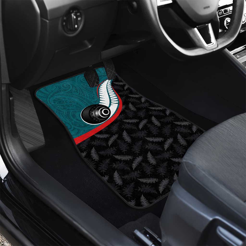 Aotearoa Lawn Bowls Car Mats Maori and Silver Fern Sporty Style Teal Color LT03 - Polynesian Pride