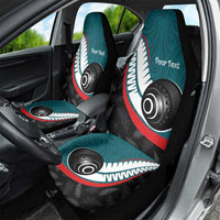 Personalised Aotearoa Lawn Bowls Car Seat Cover Maori and Silver Fern Sporty Style Teal Color LT03 - Polynesian Pride