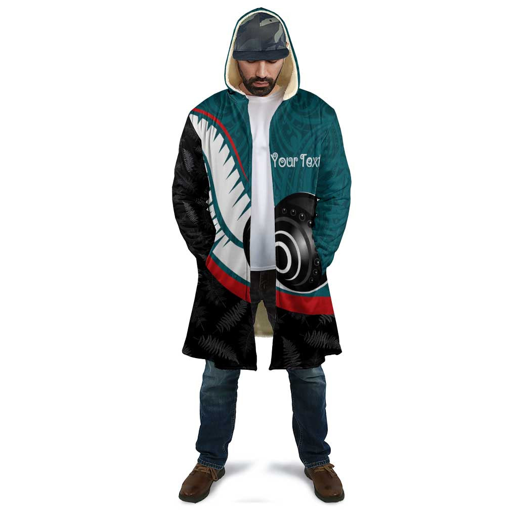 Personalised Aotearoa Lawn Bowls Cloak Maori and Silver Fern Sporty Style Teal Color LT03 - Polynesian Pride