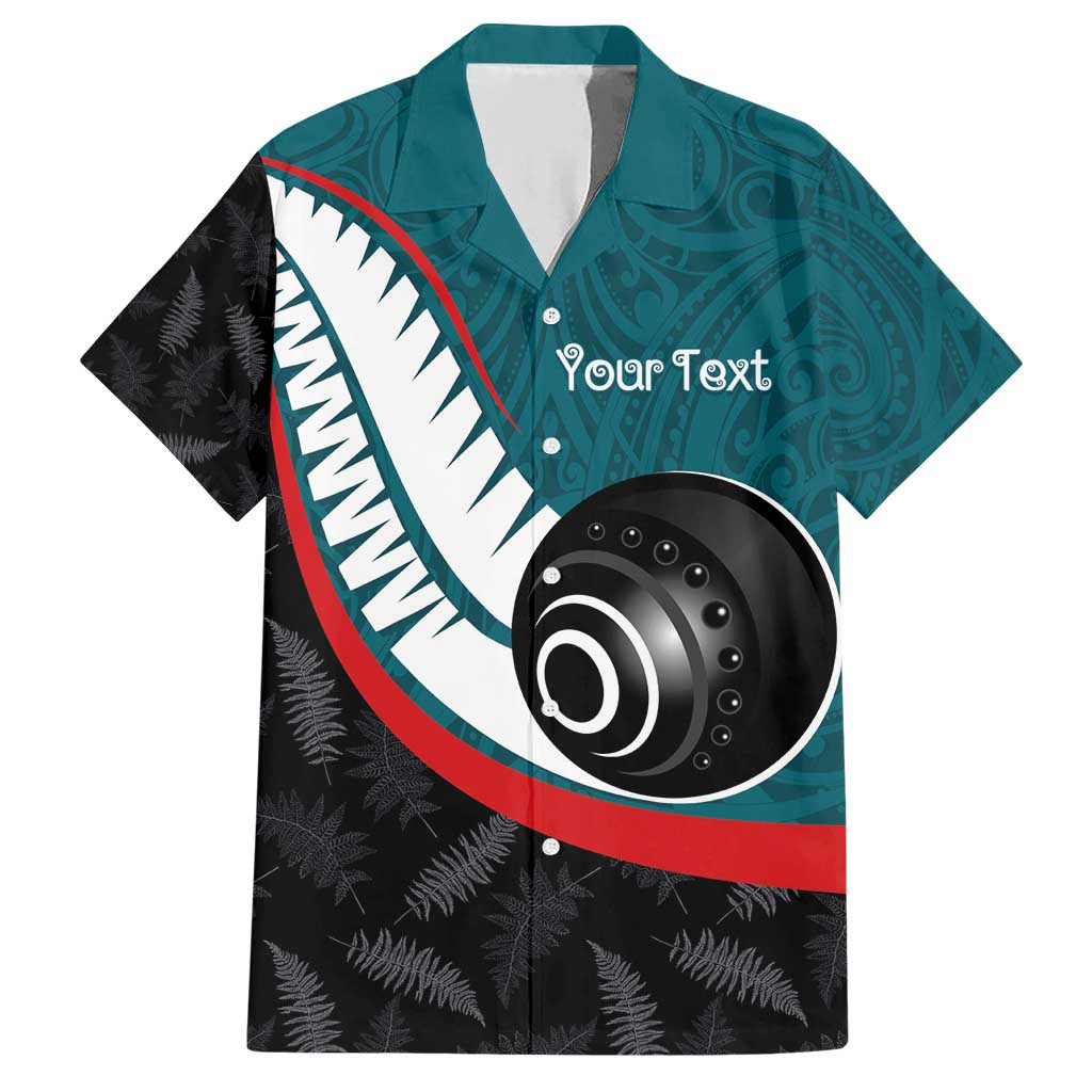 Personalised Aotearoa Lawn Bowls Family Matching Short Sleeve Bodycon Dress and Hawaiian Shirt Maori and Silver Fern Sporty Style Teal Color LT03 Dad's Shirt - Short Sleeve Teal - Polynesian Pride
