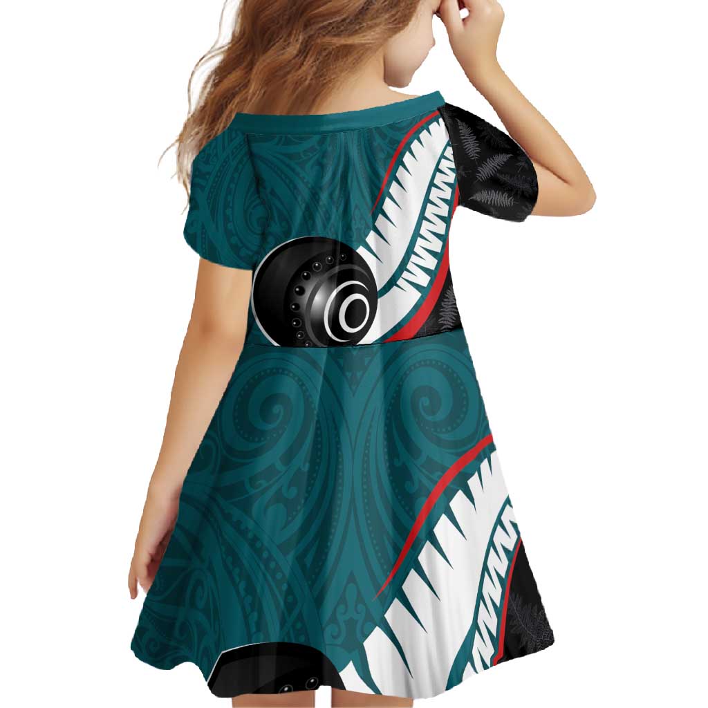Personalised Aotearoa Lawn Bowls Family Matching Summer Maxi Dress and Hawaiian Shirt Maori and Silver Fern Sporty Style Teal Color LT03 - Polynesian Pride