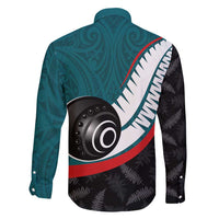 Personalised Aotearoa Lawn Bowls Family Matching Summer Maxi Dress and Hawaiian Shirt Maori and Silver Fern Sporty Style Teal Color LT03 - Polynesian Pride