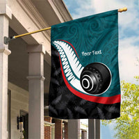 Personalised Aotearoa Lawn Bowls Garden Flag Maori and Silver Fern Sporty Style Teal Color LT03 House Flag Teal - Polynesian Pride