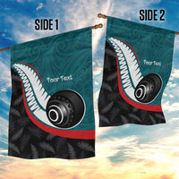 Personalised Aotearoa Lawn Bowls Garden Flag Maori and Silver Fern Sporty Style Teal Color LT03 - Polynesian Pride