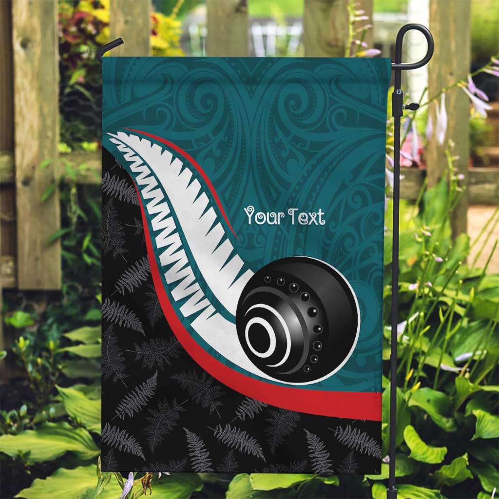 Personalised Aotearoa Lawn Bowls Garden Flag Maori and Silver Fern Sporty Style Teal Color LT03 Garden Flag Teal - Polynesian Pride