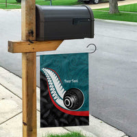Personalised Aotearoa Lawn Bowls Garden Flag Maori and Silver Fern Sporty Style Teal Color LT03 - Polynesian Pride