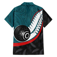 Personalised Aotearoa Lawn Bowls Hawaiian Shirt Maori and Silver Fern Sporty Style Teal Color LT03 - Polynesian Pride
