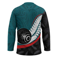 Personalised Aotearoa Lawn Bowls Hockey Jersey Maori and Silver Fern Sporty Style Teal Color LT03 - Polynesian Pride