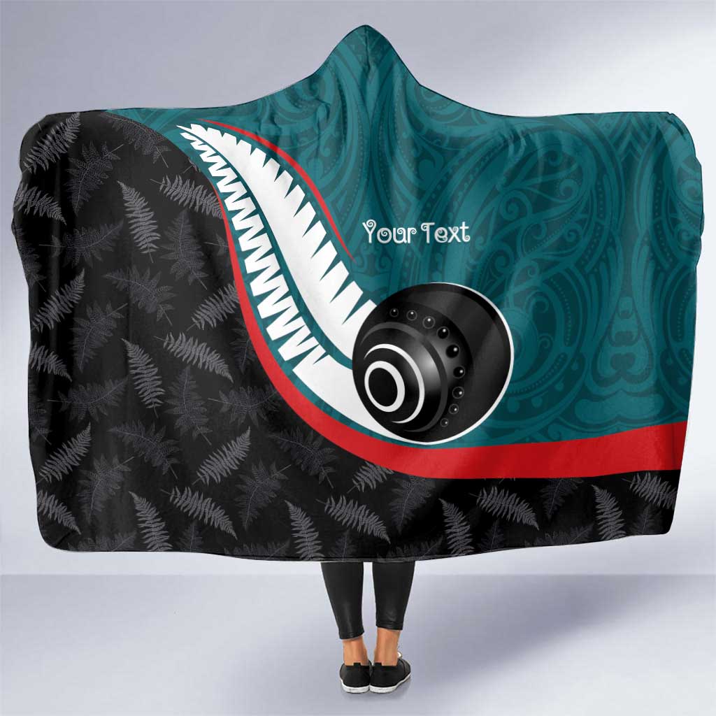 Personalised Aotearoa Lawn Bowls Hooded Blanket Maori and Silver Fern Sporty Style Teal Color LT03 One Size Teal - Polynesian Pride