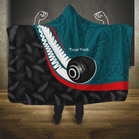 Personalised Aotearoa Lawn Bowls Hooded Blanket Maori and Silver Fern Sporty Style Teal Color LT03 - Polynesian Pride