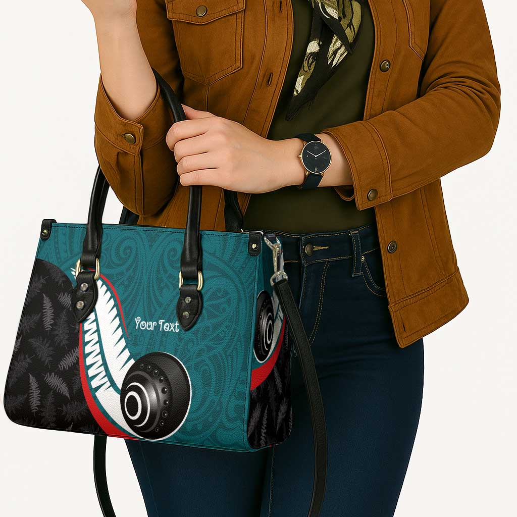 Personalised Aotearoa Lawn Bowls Leather Bag Maori and Silver Fern Sporty Style Teal Color LT03 - Polynesian Pride