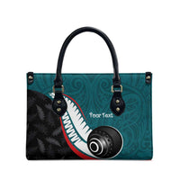 Personalised Aotearoa Lawn Bowls Leather Bag Maori and Silver Fern Sporty Style Teal Color LT03 - Polynesian Pride